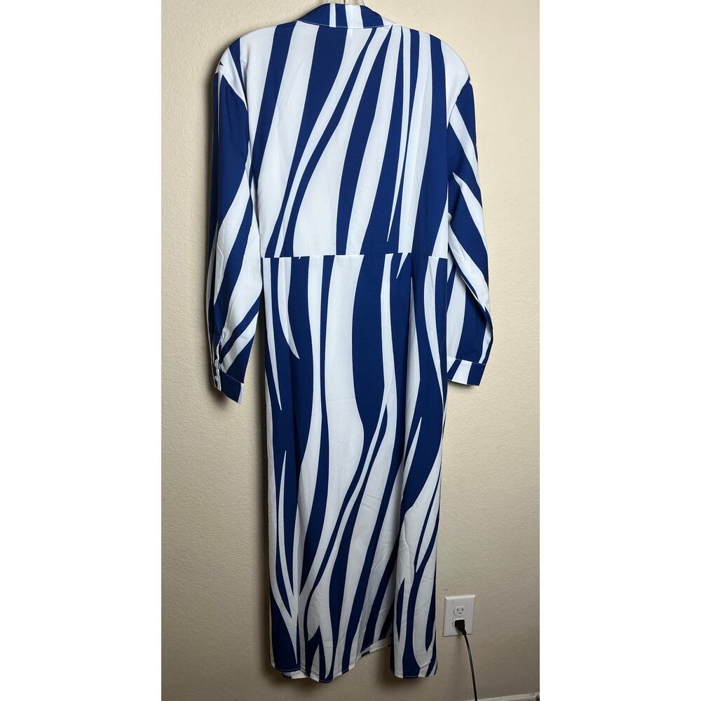Made with Love | NWT Women's XL Blue & White Striped Wrap Dress - Picture 2 of 8